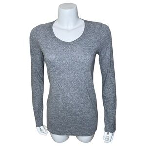 Monrow Textured Tri-Blend Fitted Long Sleeve Tee Gray